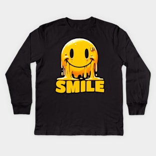 Smile Yellow hide the Pain Smiley Kids Long Sleeve T-Shirt